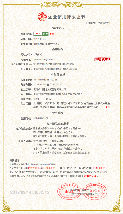 紫馬財(cái)行榮膺互聯(lián)網(wǎng)信用AAA級(jí)企業(yè)