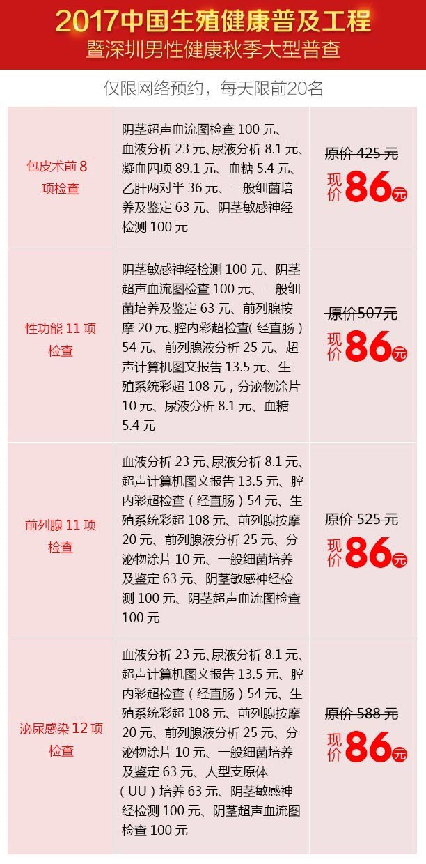 2017深圳男性健康秋季大型普查在深圳昆侖男科醫(yī)院全面啟動(dòng)